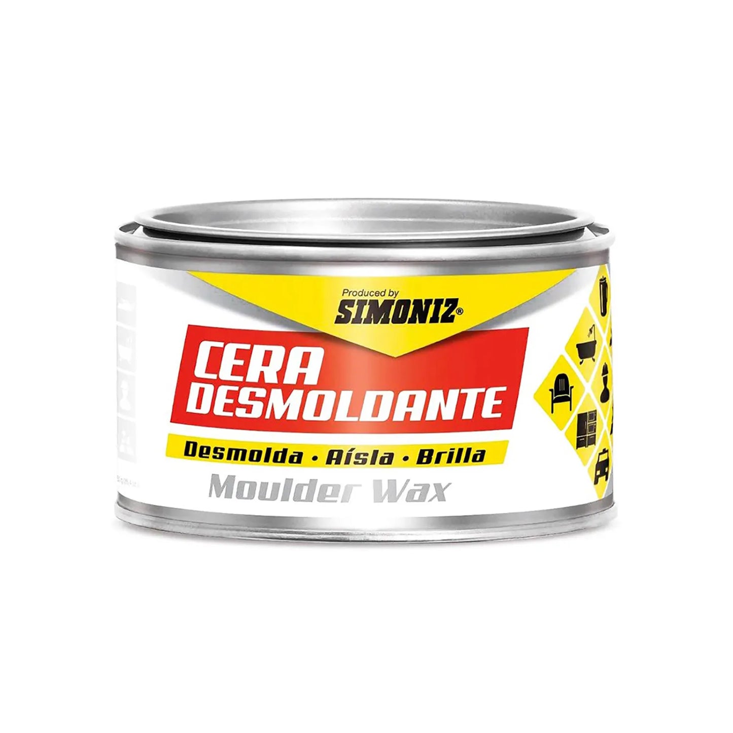 Cera desmoldante moulder wax simoniz lata color blanco